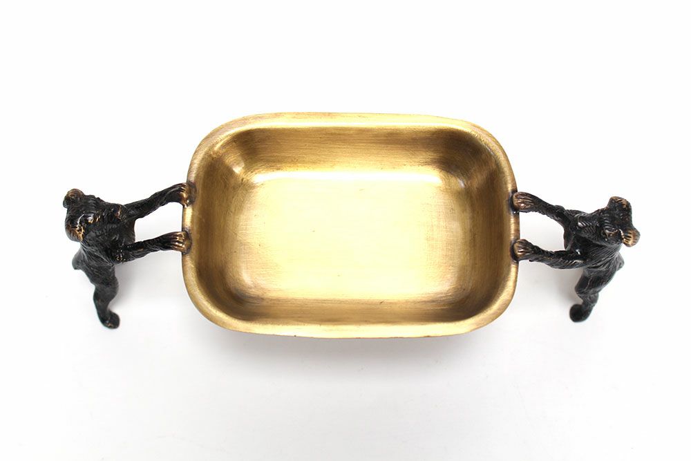 ブラスプレートドッグ 犬のオブジェ 真鍮トレイ4
