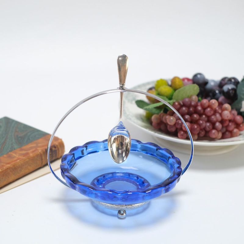アンティーク ジャムディッシュ イギリス 綺麗な青いガラス器の通販