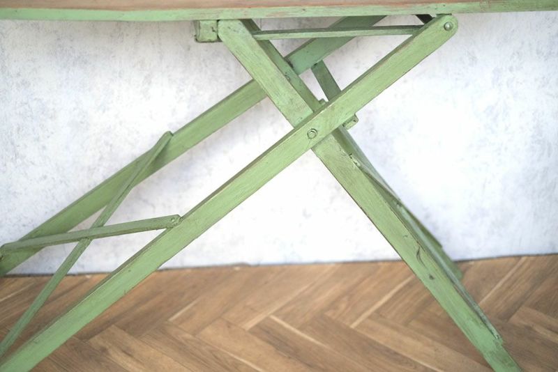 アンティークアイロン台 グリーンペイント 木製折り畳み式アイロン 