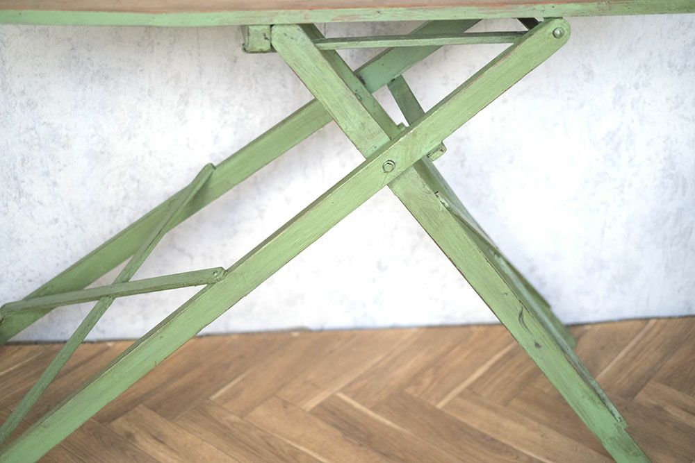 アンティークアイロン台 グリーンペイント 木製折り畳み式アイロンボード