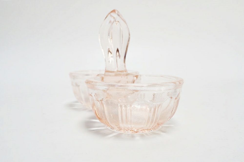 アンティーク サリエール （塩入れ）フランス ピンクの小さなガラス製スパイスディッシュ3