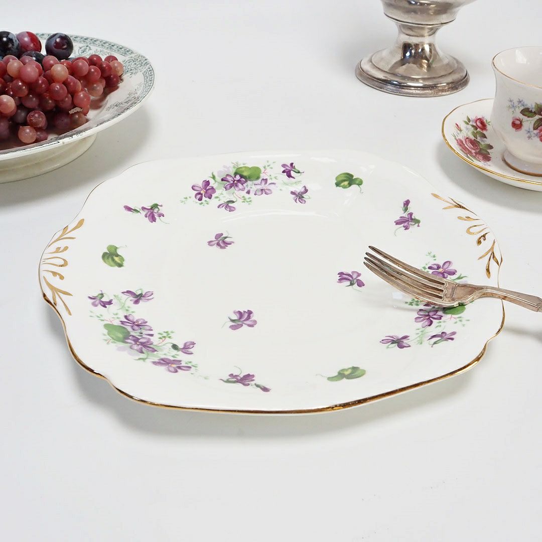 アンティークB&Bプレート 菫 美しいワイルドバイオレットお皿