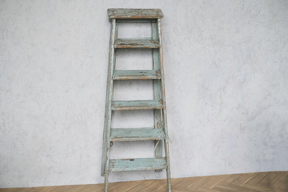 アンティーク ペイントステップラダー イギリス 脚立