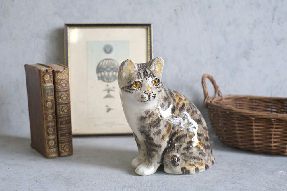ヴィンテージ WINSTANLEY CAT/ケンジントンキャット・キジ白猫 イギリス 陶芸作家Jenny Winstanley
