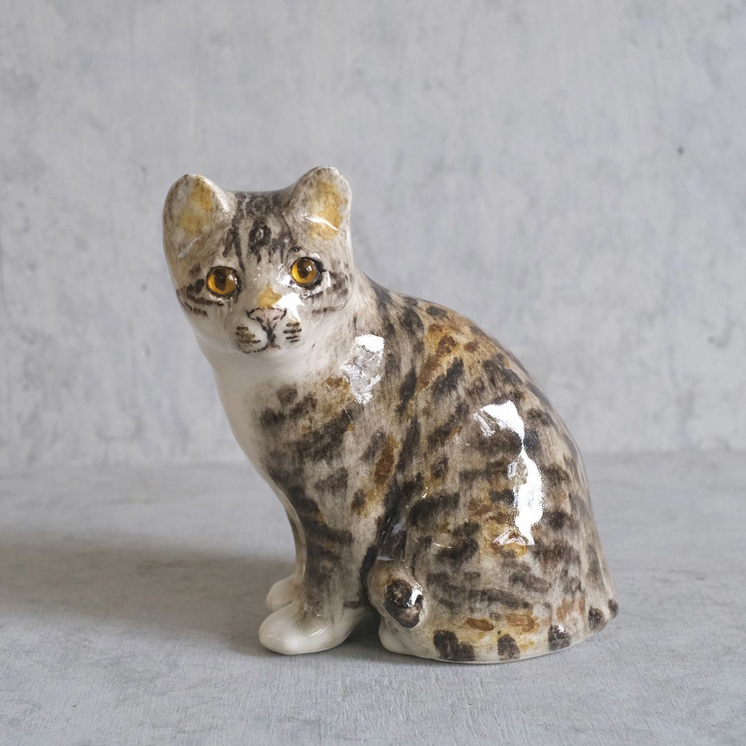 ヴィンテージ WINSTANLEY CAT/ケンジントンキャット・キジ白猫 イギリス 陶芸作家