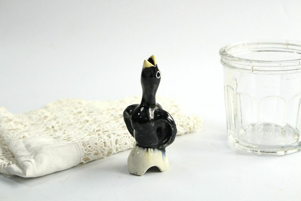 アンティーク ブラックバードパイファネル ヴィクトリアン時代に発明された可愛らしいツール 陶器の鳥