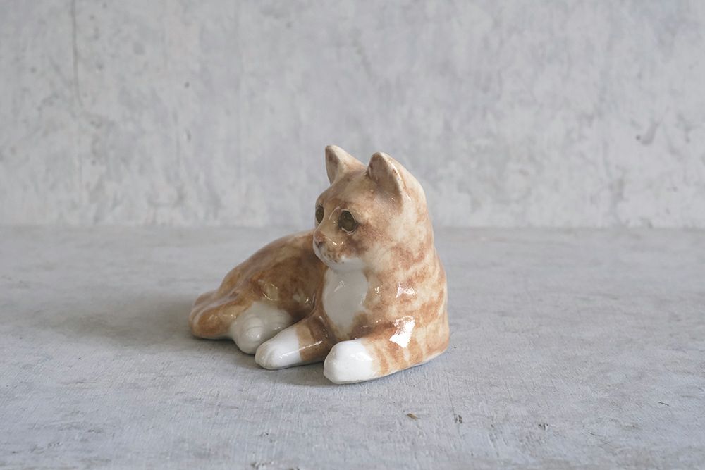 ヴィンテージ WINSTANLEY CAT/ケンジントンキャット・寝そべる茶トラ子猫 イギリス 陶芸作家Jenny Winstanley2