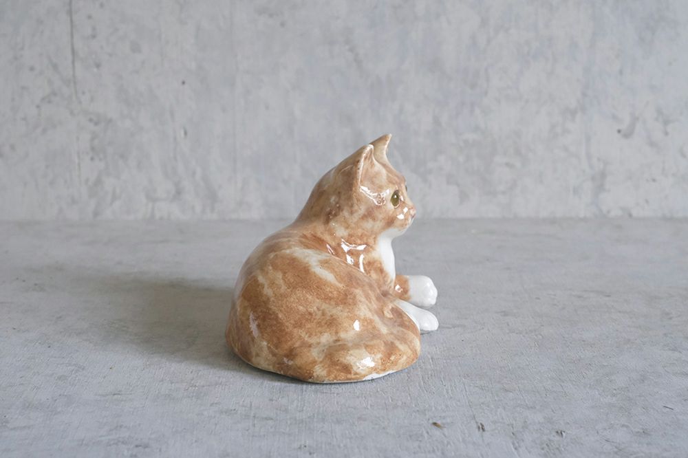 ヴィンテージ WINSTANLEY CAT/ケンジントンキャット・寝そべる茶トラ子猫 イギリス 陶芸作家Jenny Winstanley3