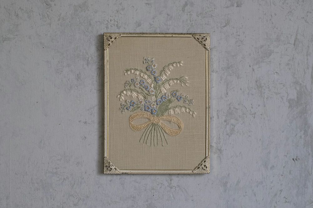 ヴィンテージピクチャー 花の刺繍絵 イギリス1