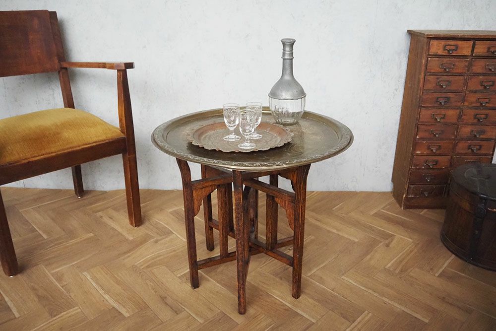 アンティーク フォールディングトレイテーブル オリエンタルデザイン