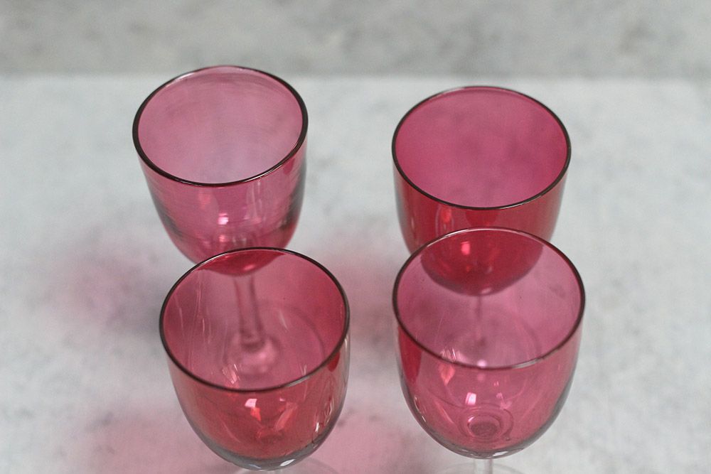 アンティーク クランベリーグラス アペリティフグラス 食前酒用グラス3