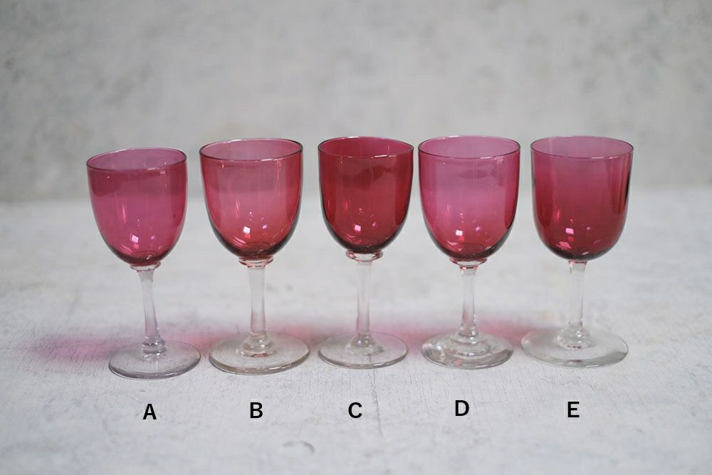 アンティーク クランベリーグラス アペリティフグラス 食前酒用グラス5赤