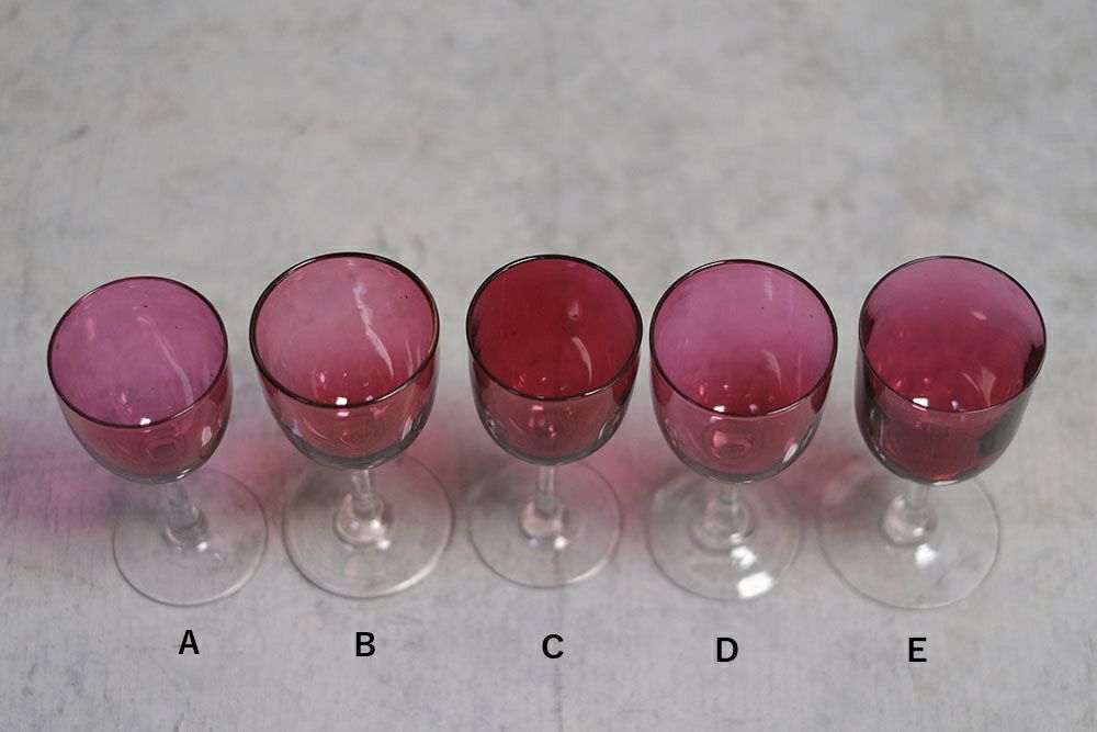 アンティーク クランベリーグラス アペリティフグラス 食前酒用グラス2赤