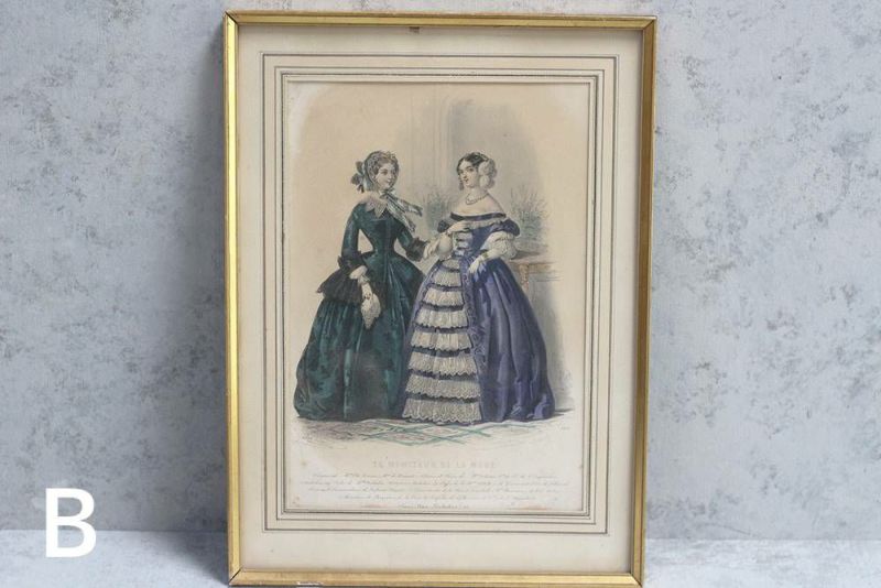 昭和レトロ ドレスを着た女性 2人 フラメンコ リトグラフ画 絵画