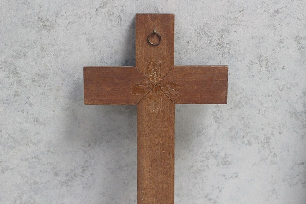 アンティーク十字架 キリスト 木製ベース アイボリー製 フランスの宗教小物3