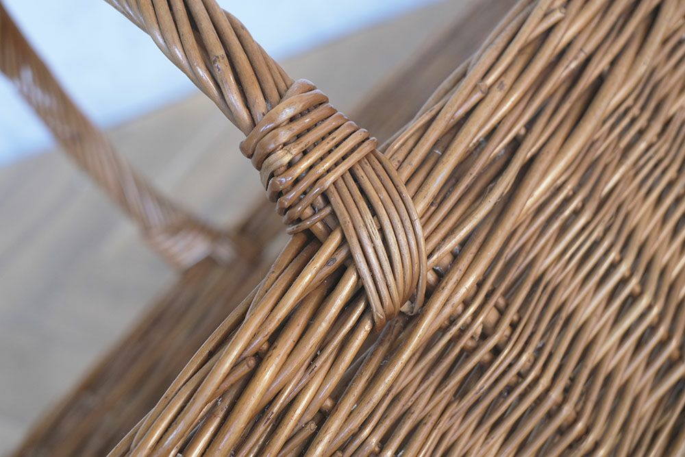 ヴィンテージハンドルバスケット イギリス ナチュラルな柳手編み籠 の