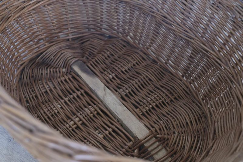 ヴィンテージハンドルバスケット イギリス ナチュラルな柳手編み籠 の