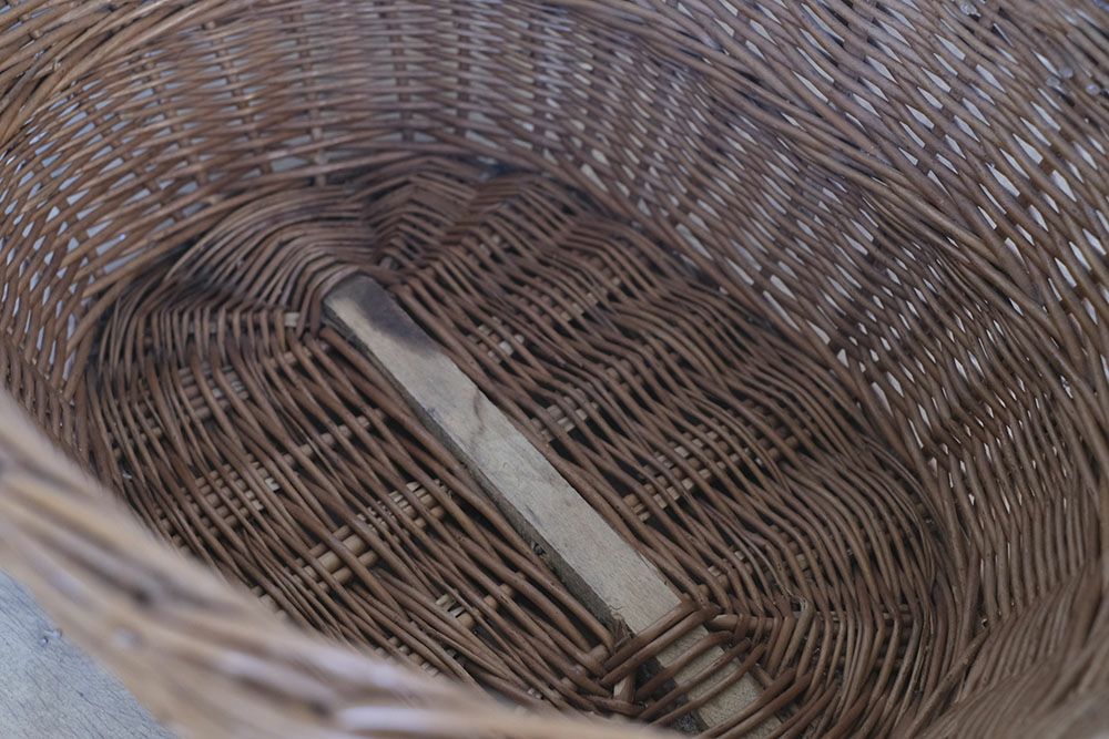 ヴィンテージハンドルバスケット イギリス ナチュラルな柳手編み籠 