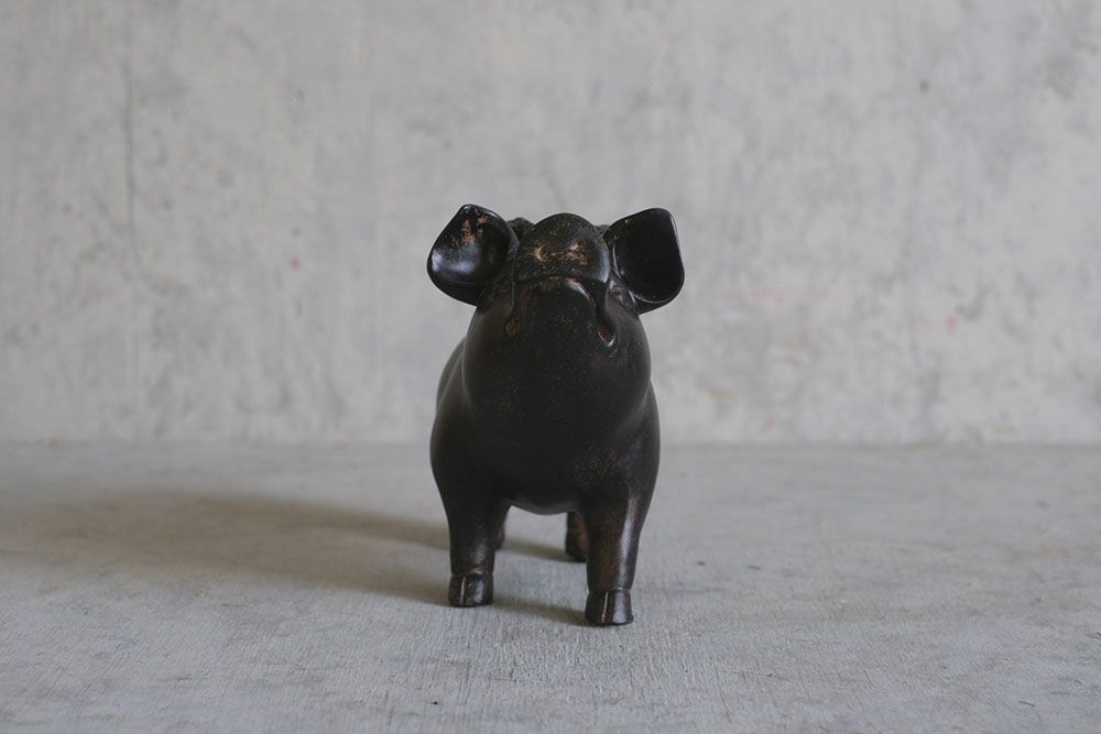 フライングピッグオブジェ 翼の生えたブタ アンティーク調の置物5