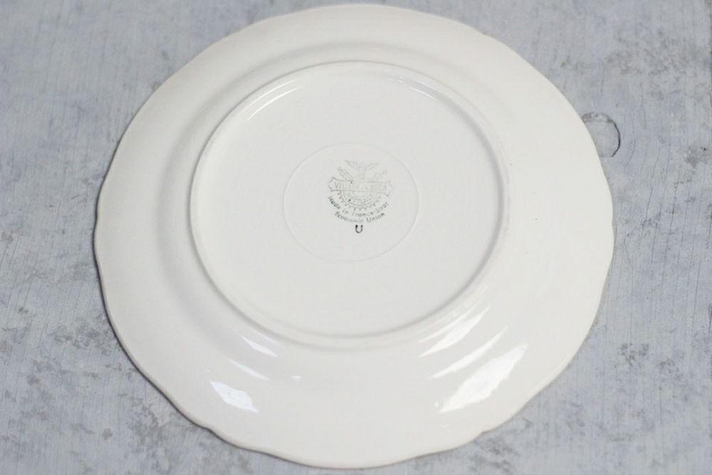 アンティーク皿 フラワーリムプレート 白 花リム皿 Villeroy & Boch