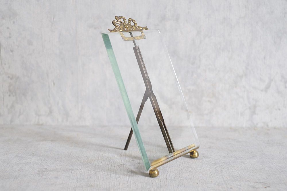 アンティークフォトフレーム フランス ガラスのシンプルな写真立て リボン装飾2