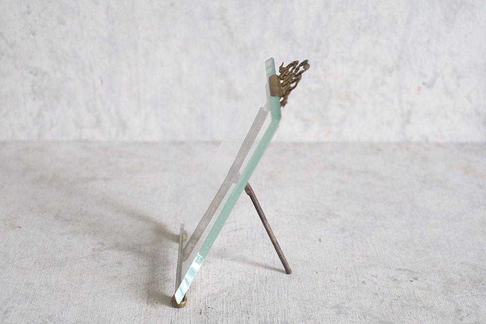 アンティークフォトフレーム フランス ガラスのシンプルな写真立て リボン装飾04