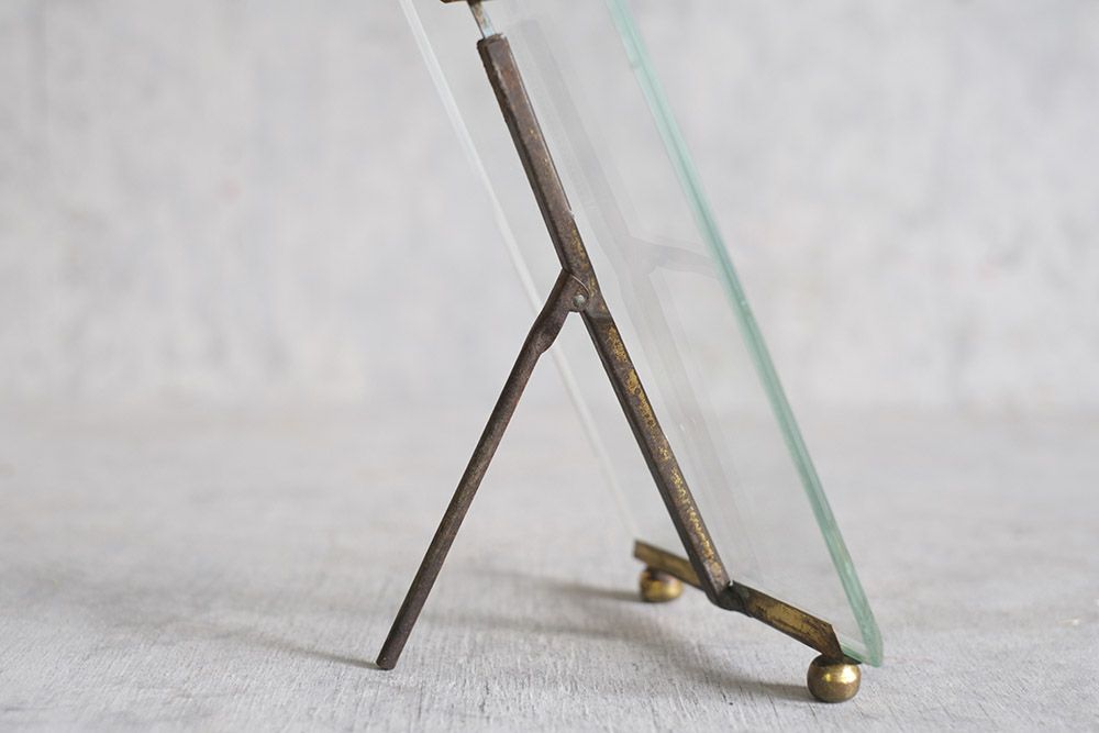 アンティークフォトフレーム フランス ガラスのシンプルな写真立て リボン装飾7