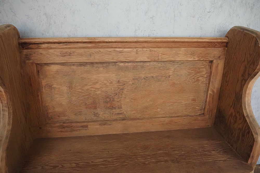 アンティーク チャペルベンチ 教会で使用されていた剥離された二人掛けベンチ チャーチピュー