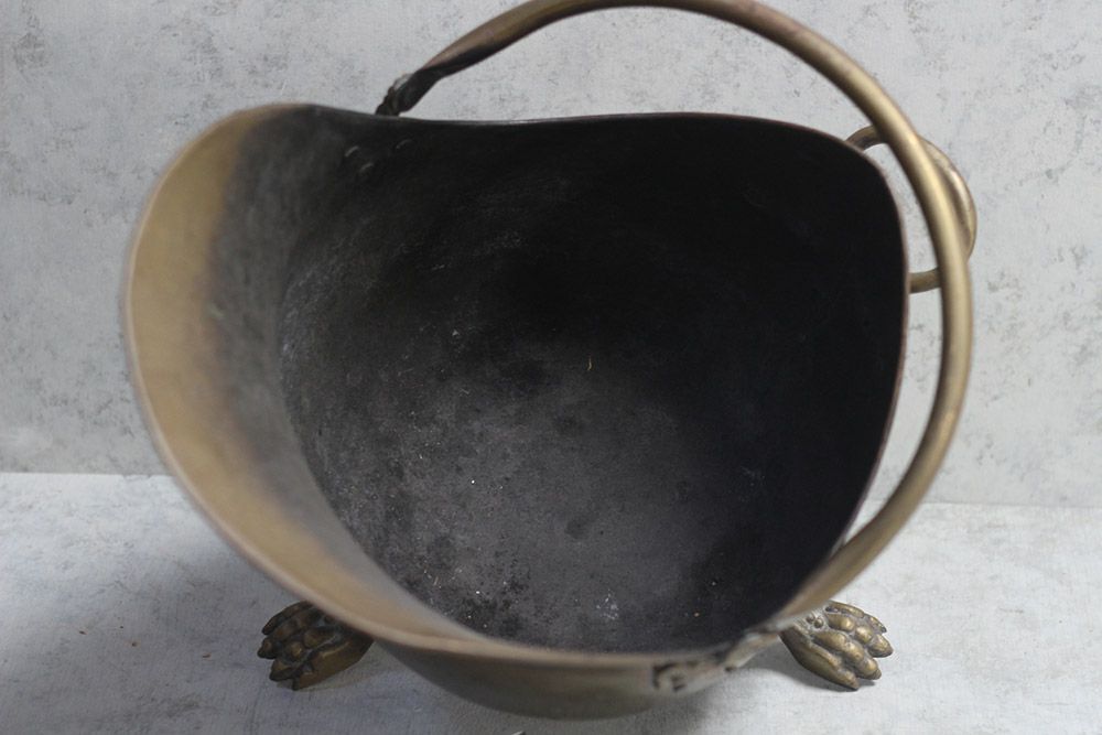 アンティークコッパーコールバケツ 石炭入れ イギリス 真鍮 19世紀4