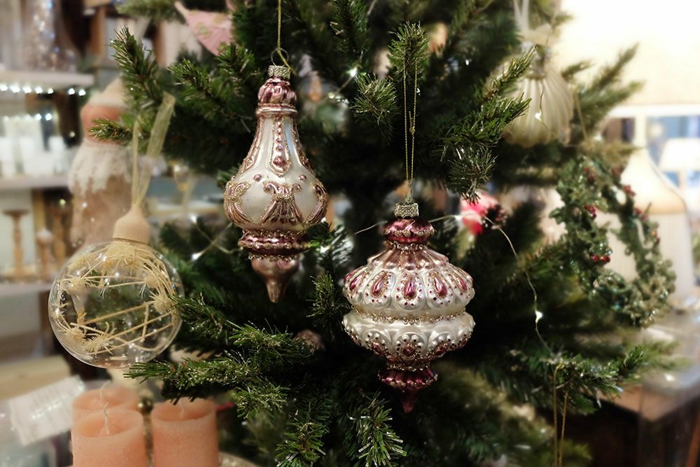 グラスフィニアル クリスマスオーナメント/ピンク