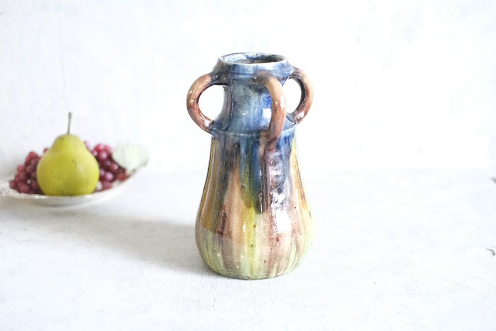 ヴィンテージフラワーベース 作家物 色彩綺麗な花瓶