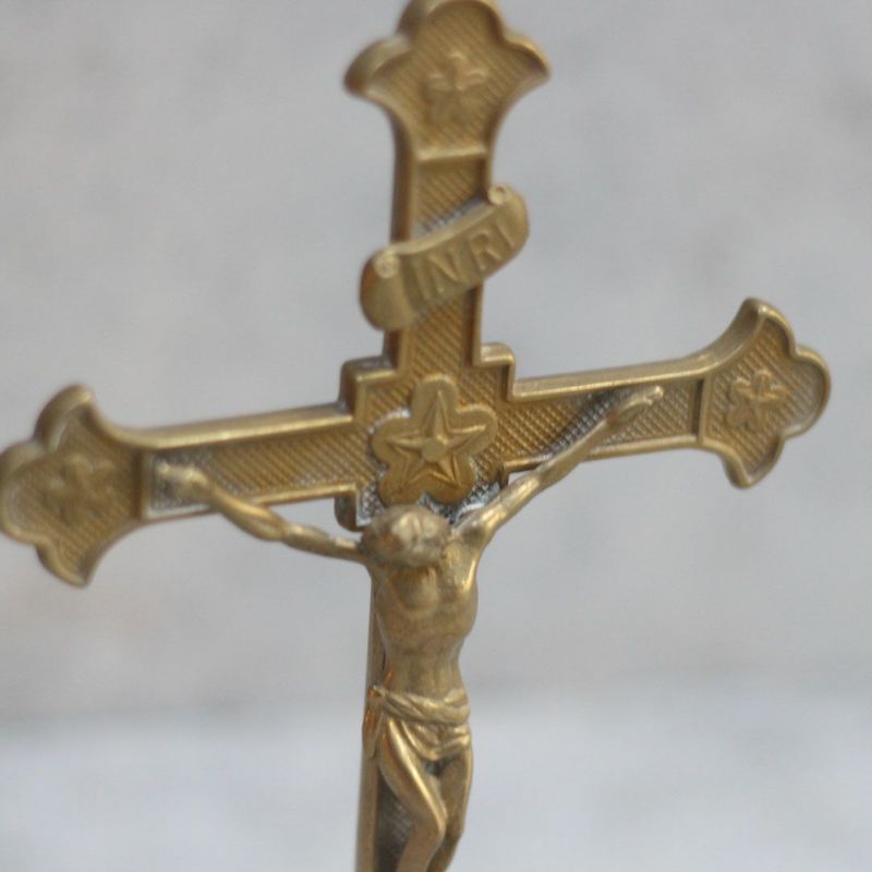 アンティーク 真鍮の十字架/フランス crucifix(クルーシフィクス) 宗教 