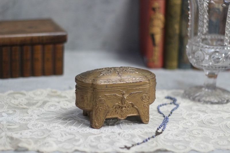 アンティークジュエリーケース フランス 19世紀 金属製宝石箱