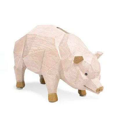 SUORA MONEY BANK(マネーバンク) 貯金箱 ピッグ 木目調のカラーリング豚