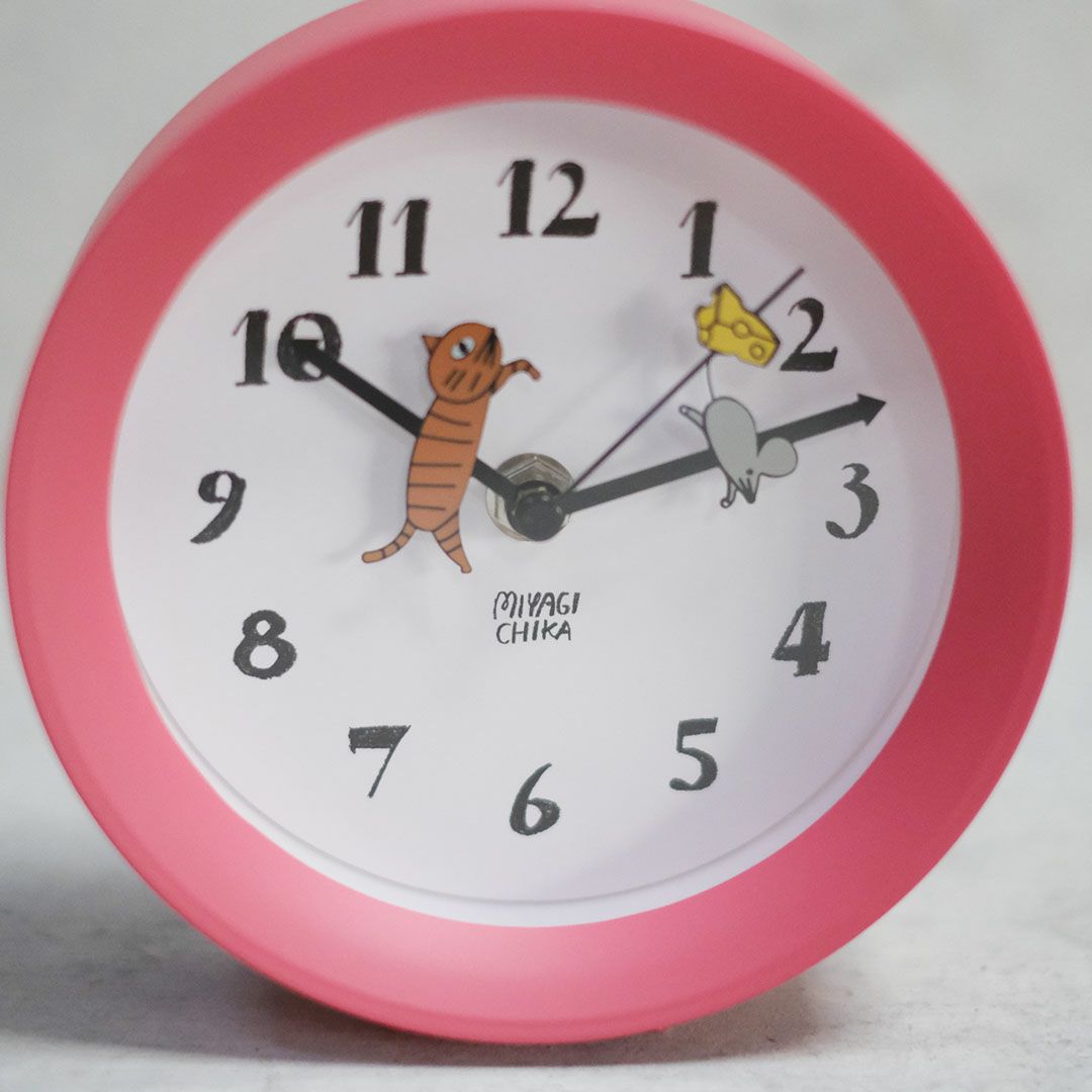 山鳩舎 アニマル2wayクロック/レッド(ネコとネズミ) 壁掛け時計03