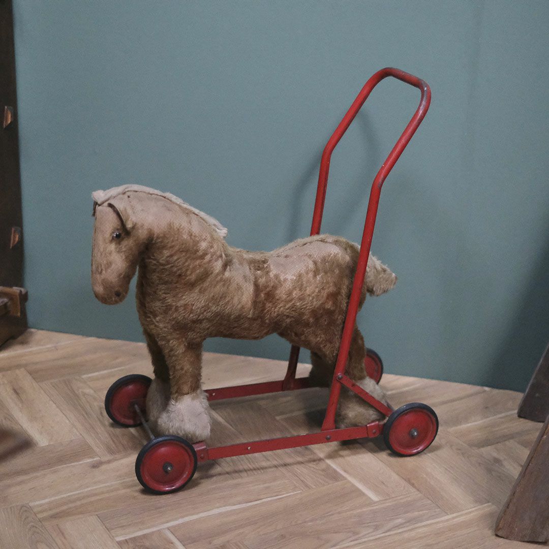 アンティーク チャイルドトイホースウォーカー イギリス 仔馬の幼児用手押し車 玩具