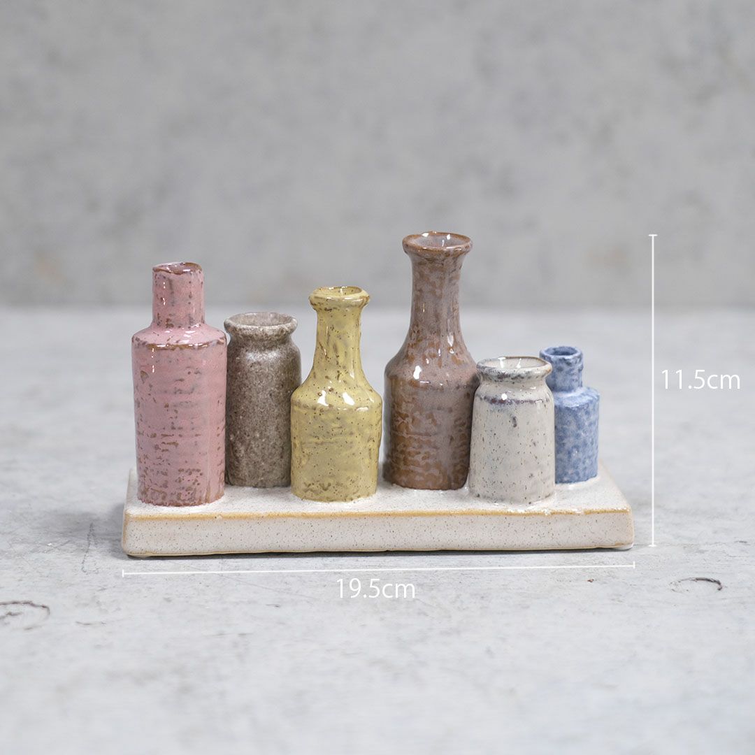 陶器の一輪挿し6連 S フラワーベース03