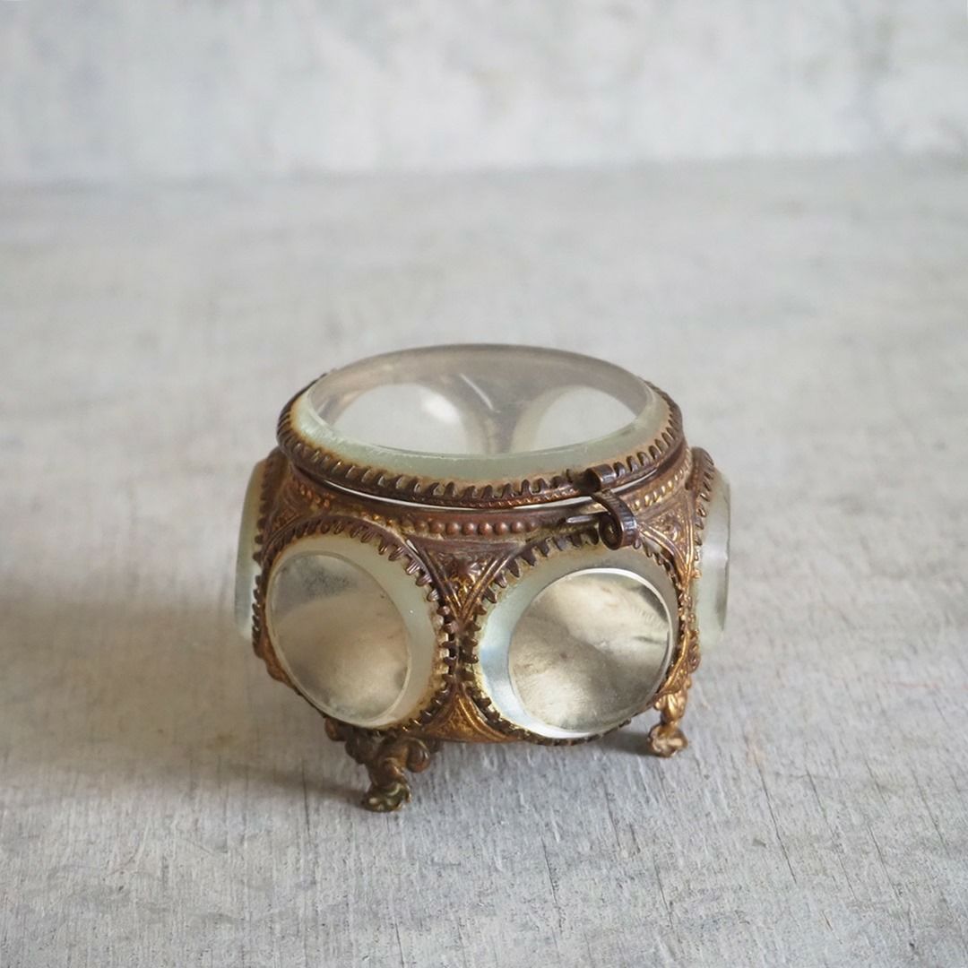 アンティーク ガラスと真鍮のジュエリーケース フランス クラシカルなジュエリーボックスアクセサリーケース