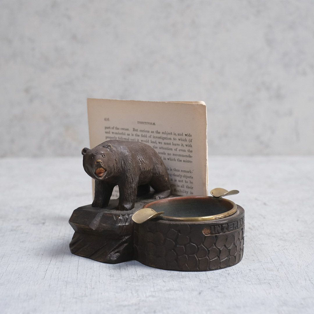 アンティーク木彫り熊灰皿 スイス 小物入れ1