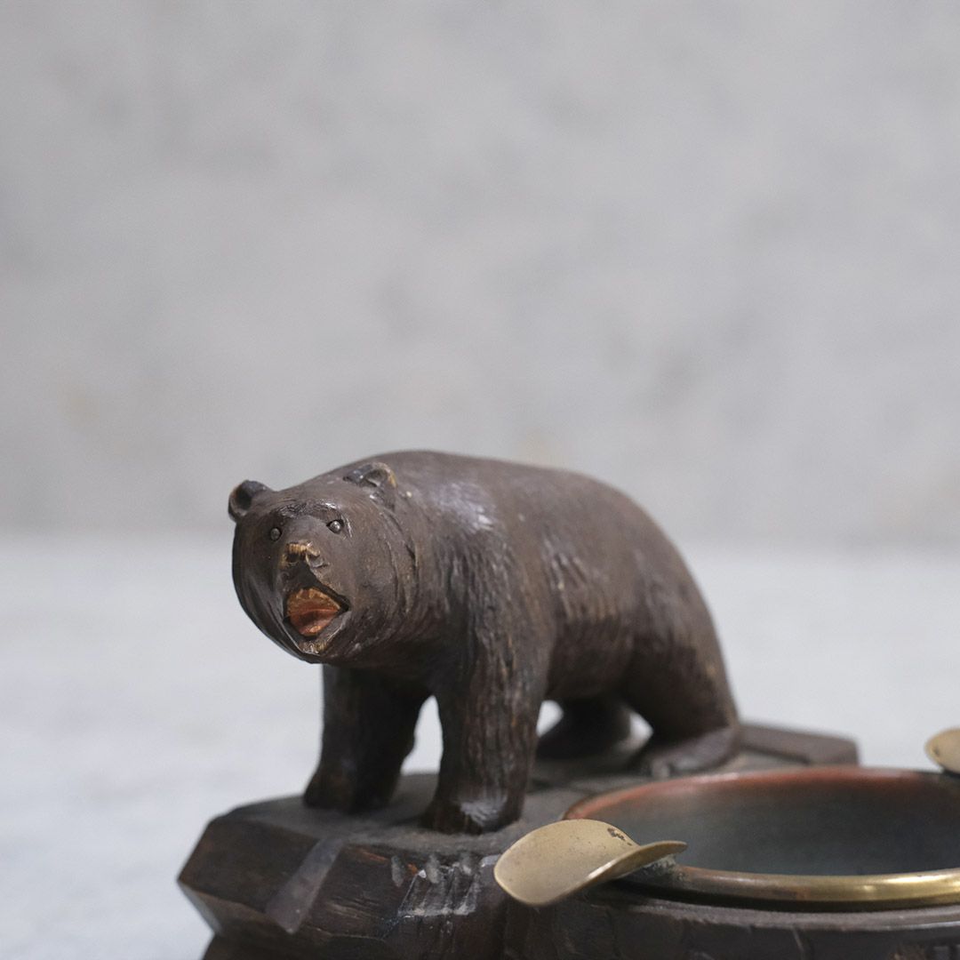 アンティーク木彫り熊灰皿 スイス 小物入れ2