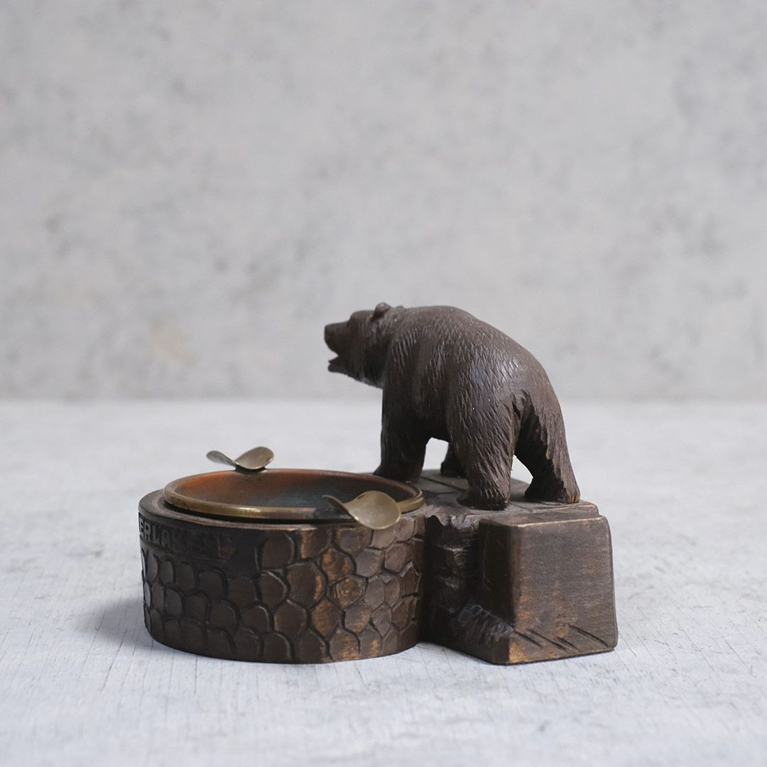 アンティーク木彫り熊灰皿 スイス 小物入れ4