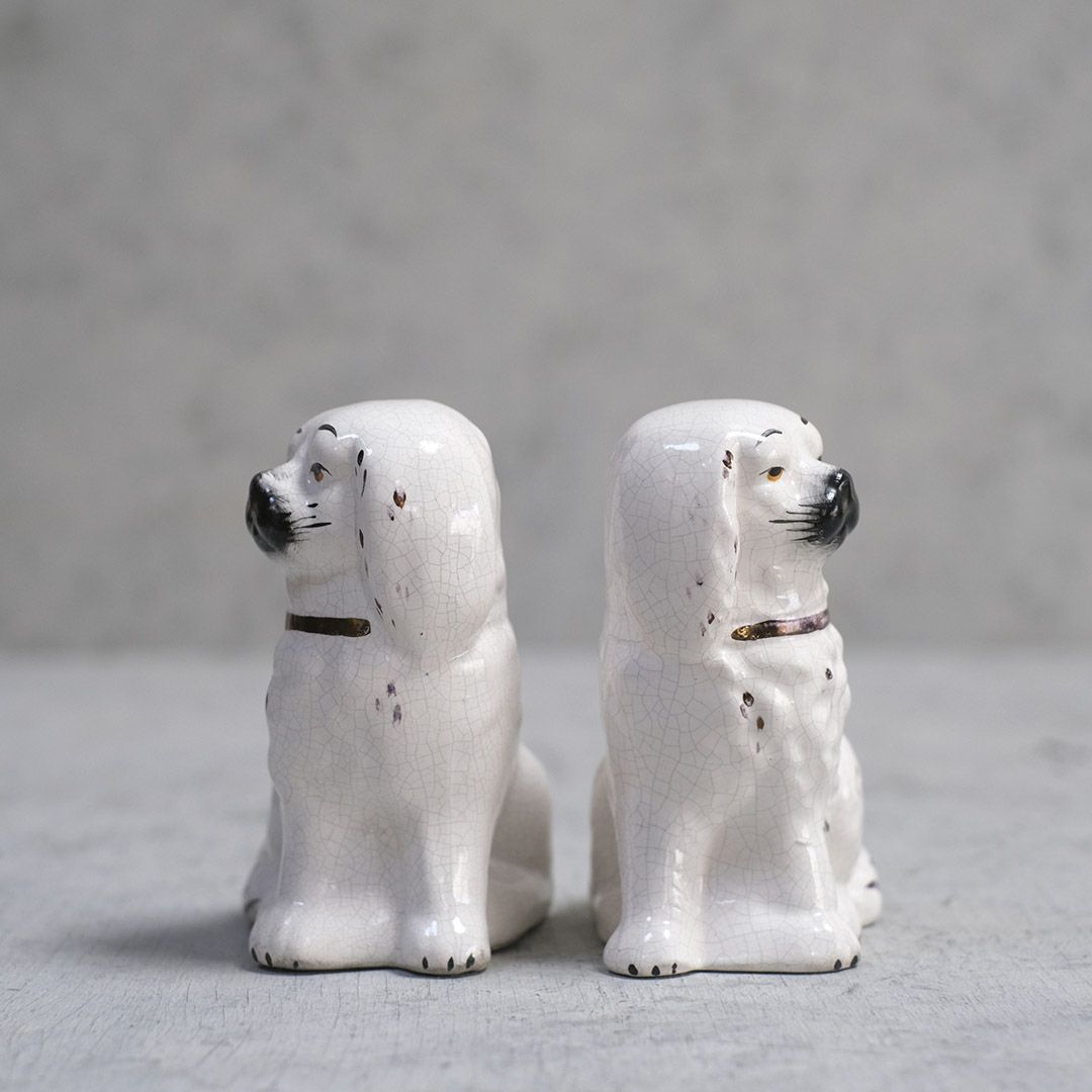 アンティークスタッフォードシャードッグペア イギリス 陶器の犬の置物2