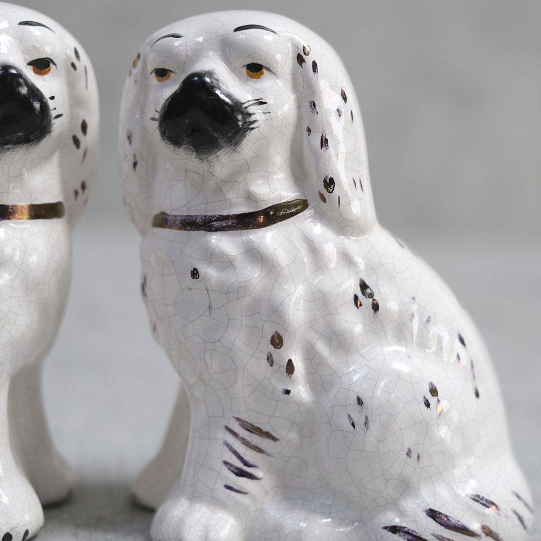 アンティークスタッフォードシャードッグペア イギリス 陶器の犬の置物5