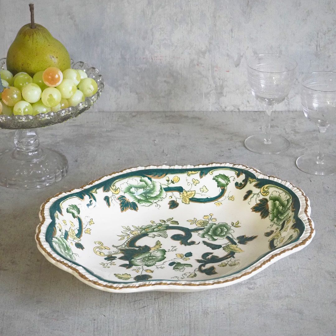 アンティークMASON'S 大皿 Chartreuse 陶器 イギリス シノワズリ 
