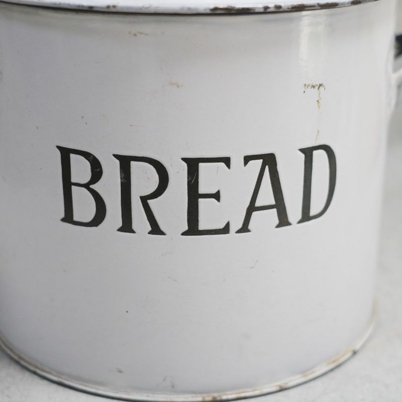 アンティーク 大きなホーローBREAD缶 イギリス パン保存容器 白い琺瑯