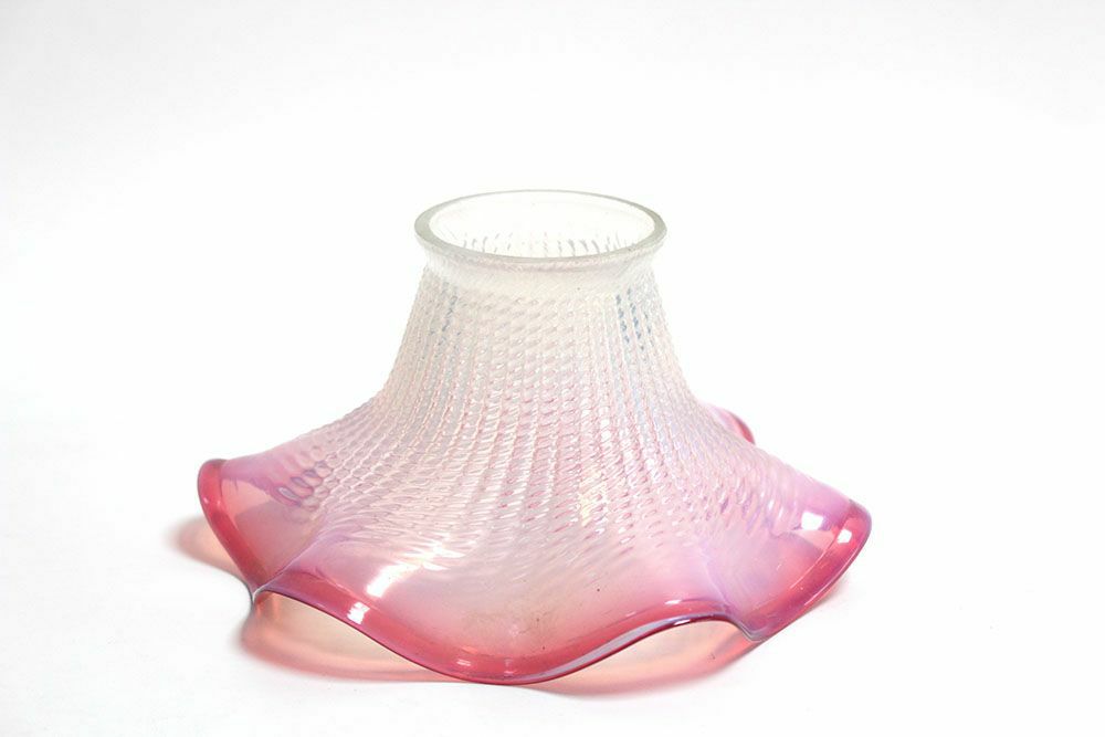 アンティーク ガラスシェードフリルランプ イギリス オ綺麗なオパールセントガラス ピンク2