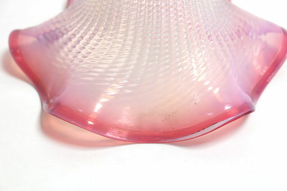 アンティーク ガラスシェードフリルランプ イギリス オ綺麗なオパールセントガラス ピンク3