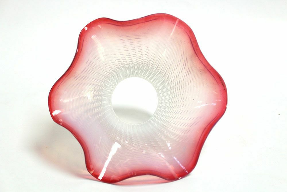 アンティーク ガラスシェードフリルランプ イギリス オ綺麗なオパールセントガラス ピンク4