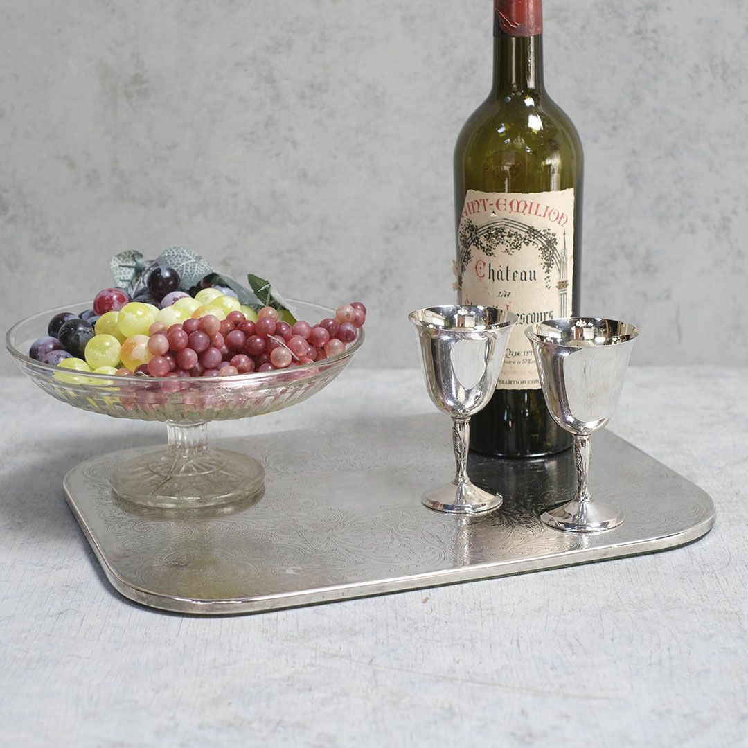 ヴィンテージワイングラス シルバープレート 2個セット 美しく重みのあるゴブレット5