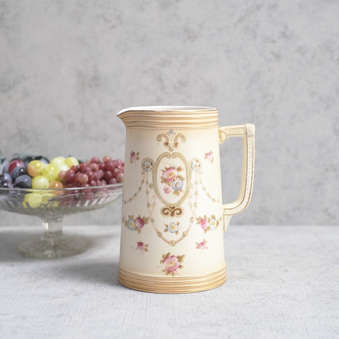 アンティークジャグ イギリス CROWN DEVON 陶器の花瓶